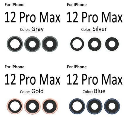 Replacement Rear Camera Lens Compatible with iPhone 12 Mini Pro Max Series Back Camera Glass Lens with Bezel Ring