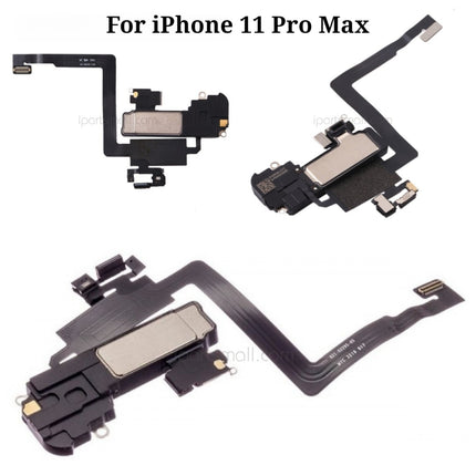 Écouteur de remplacement compatible avec l'iPhone 11 Pro Max, haut-parleur d'oreille avec microphone et câble flexible de capteur (pièce d'origine)