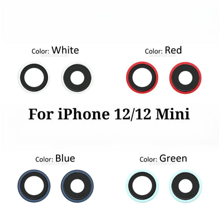 Replacement Rear Camera Lens Compatible with iPhone 12 Mini Pro Max Series Back Camera Glass Lens with Bezel Ring