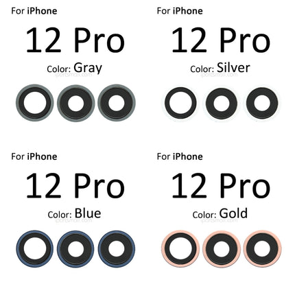 Replacement Rear Camera Lens Compatible with iPhone 12 Mini Pro Max Series Back Camera Glass Lens with Bezel Ring